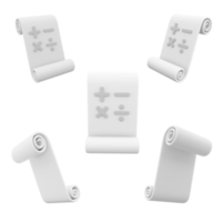 3d le rendu mathématique symboles sur papier icône ensemble. 3d rendre signe de multiplication, soustraction, division et une addition différent postes icône ensemble. png