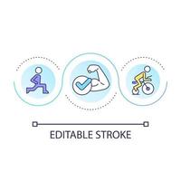 Strengthen muscles loop concept icon. Conditioning exercises. Sports injury prevention tip abstract idea thin line illustration. Isolated outline drawing. Editable stroke vector