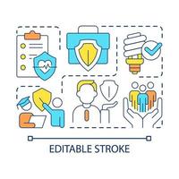 Occupational health and safety concept icon. Employee wellness. Reduce risks. Proper work conditions abstract idea thin line illustration. Isolated outline drawing. Editable stroke vector