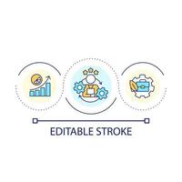 Brand building loop concept icon. Eco-friendly business optimization. Sustainable company abstract idea thin line illustration. Isolated outline drawing. Editable stroke vector