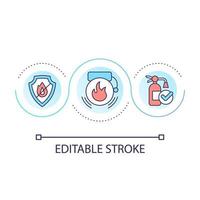 Fire safety loop concept icon. Workplace protection. Emergency training. Way to prevent accidents abstract idea thin line illustration. Isolated outline drawing. Editable stroke vector