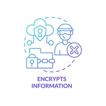 encripta información azul degradado concepto icono. codificado datos. usuario la seguridad cibernética. evitar hackear resumen idea Delgado línea ilustración. aislado contorno dibujo vector