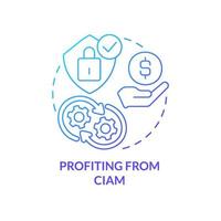 Profiting from CIAM blue gradient concept icon. Added security. Improved protection benefits. Boost income abstract idea thin line illustration. Isolated outline drawing vector