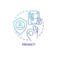 Privacy blue gradient concept icon. Customer security. Personal information safety. Confidential data abstract idea thin line illustration. Isolated outline drawing vector