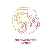 No guaranteed income red gradient concept icon. Earning money problem. Fully remote business challenge abstract idea thin line illustration. Isolated outline drawing vector