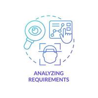 Analyzing requirements blue gradient concept icon. Choose right strategy. Business optimization plan abstract idea thin line illustration. Isolated outline drawing vector