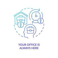 You cant leave home office blue gradient concept icon. Distance job issue. Working remotely challenge abstract idea thin line illustration. Isolated outline drawing vector