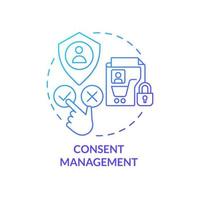 Consent management blue gradient concept icon. Using customer confidential data. Cookie policy. User privacy abstract idea thin line illustration. Isolated outline drawing vector