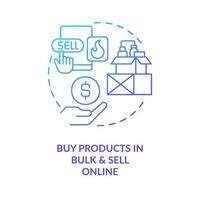 Buy products in bulk and sell online blue gradient concept icon. Profitable small entrepreneurship example abstract idea thin line illustration. Isolated outline drawing vector