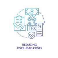 Reducing overhead costs blue gradient concept icon. Budget efficiency. Home based entrepreneurship benefit abstract idea thin line illustration. Isolated outline drawing vector