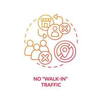 No walk-in traffic red gradient concept icon. Online store disadvantage. Home based business issue abstract idea thin line illustration. Isolated outline drawing vector