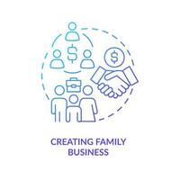 Creating family business blue gradient concept icon. Working with relatives. Home based company benefit abstract idea thin line illustration. Isolated outline drawing vector