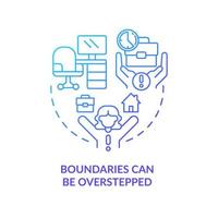 Boundaries can be overstepped blue gradient concept icon. Self employment stress. Working from home challenge abstract idea thin line illustration. Isolated outline drawing vector