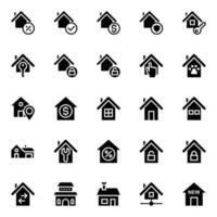 Glyph icons for Real estate. vector