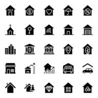 Glyph icons for Real estate. vector