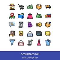 Ecommerce icon pack in lineal color style vector, Shop icon, Online shop icon, delivery icon vector