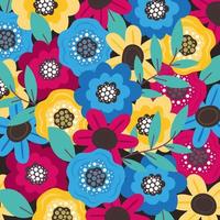 Bright colorful Floral composition. Freehand style. Can be used as wallpaper, wrapping paper, in web design, textile and like a great template of your design vector