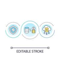 Data storage safety loop concept icon. Cloud service security. Digital information protection abstract idea thin line illustration. Isolated outline drawing. Editable stroke vector