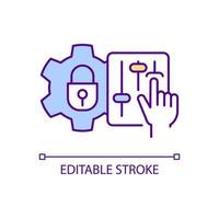 Data security settings RGB color icon. Adjustable system of internet safety. Protected access to information. Isolated vector illustration. Simple filled line drawing. Editable stroke