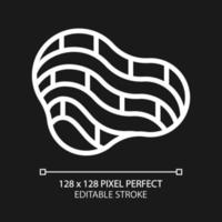 Coal mine pixel perfect white linear icon for dark theme. Lode of fossil fuel in earth. Extraction of rock and ore. Thin line illustration. Isolated symbol for night mode. Editable stroke vector