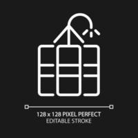 Coal blasting pixel perfect white linear icon for dark theme. Break rock for excavation. Controlled use of explosives. Thin line illustration. Isolated symbol for night mode. Editable stroke vector