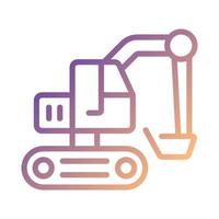 Excavator pixel perfect gradient linear vector icon. Heavy equipment machine. Coal mining industry. Motor vehicle. Thin line color symbol. Modern style pictogram. Vector isolated outline drawing