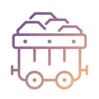 Coal cart pixel perfect gradient linear vector icon. Heavy industry equipment. Transportation of stones and minerals. Thin line color symbol. Modern style pictogram. Vector isolated outline drawing