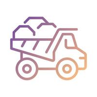 Dump truck pixel perfect gradient linear vector icon. Dumper lorry. Heavy materials transportation. Coal mining. Thin line color symbol. Modern style pictogram. Vector isolated outline drawing