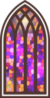 Gothic window. Vintage stained glass church frame. Element of traditional European architecture png