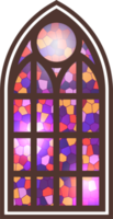 Gothic window. Vintage stained glass church frame. Element of traditional European architecture png