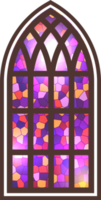 Gothic window. Vintage stained glass church frame. Element of traditional European architecture png