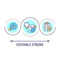 Pre-employment physicals loop concept icon. Medical screening. Preventing workplace injuries tip abstract idea thin line illustration. Isolated outline drawing. Editable stroke vector