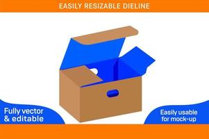 Vegetables corrugated box dieline template and 3D box design 3D box vector