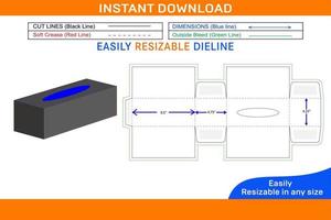 Facial tissue customized box 9.5x4.75x4.25inch dieline template and 3D box design Box dieline and 3D box vector