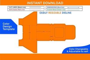 Cake box with window dieline template and 3D box design Color Design Template vector