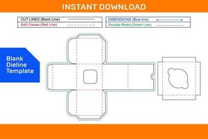 Cake box,square display cake box dieline template and 3d box design Blank dieline template vector