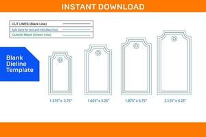 Custome Tag dieline template different Small size Blank dieline template vector