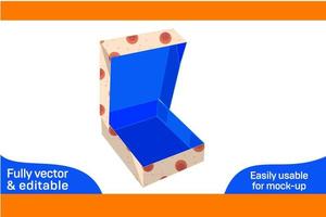 Folding 6 corner packaging box dieline template and 3D render file with 3D box 3D box vector