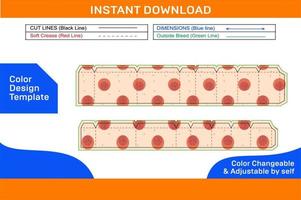 Chocolate box heart shape, gift heart box dieline template and 3d vector file Color Design Template