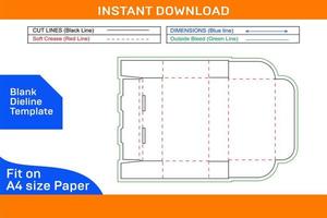 Roll end tuck top or RETT box, corrugated carton box dieline template and 3D render file Blank dieline template vector