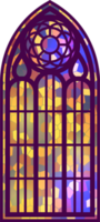 Gothic window. Vintage stained glass church frame. Element of traditional European architecture png