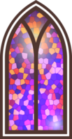 Gothic window. Vintage stained glass church frame. Element of traditional European architecture png