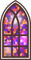 Gothic window. Vintage stained glass church frame. Element of traditional European architecture png