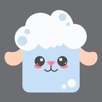 Cute square sheep face. Cartoom head of animal character. Minimal simple design. Vector lamb illustration