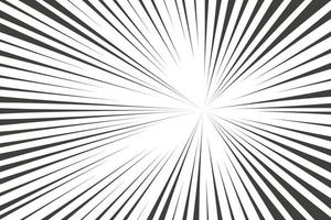 Comic manga radial lines with speed effect for comics book. Black and white explosion background. Flash ray blast glow. Vector frame.