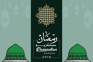 Isalmic Madina Masjid Al Nabawi Mosque vector illustration. Islamic holiday icon concept. Ramadan Kareem Islamic background with Madina Masjid Al Nabawi vector design. Ramadan Kareem poster design.