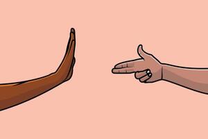 People Hands with Various Gestures vector illustration. Hands Pointing to an innocent person vector illustration. People blaming the wrong person who is trying to exculpate himself.