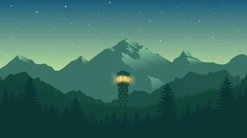 Green mountains landscape background vector