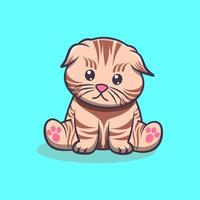 Cute kitten doodle illustration, kitten cartoon outline vector