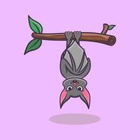 Cute bat doodle illustration, bat cartoon outline vector